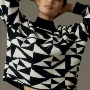 Anthropologie Black and White Cowl Neck Sweater